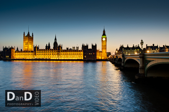 Houses of Parliament night low light London