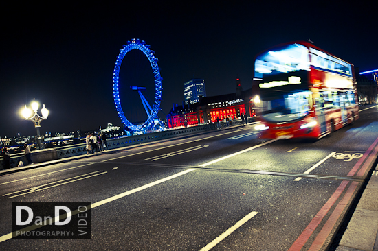 London bus night eye westminster bridge slow shutter