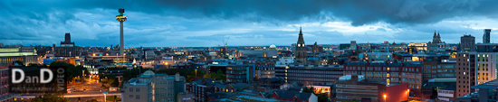 Liverpool city skyline dusk. Copyright Dan Dunkley