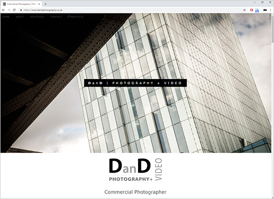 New commercial photographer website screenshot